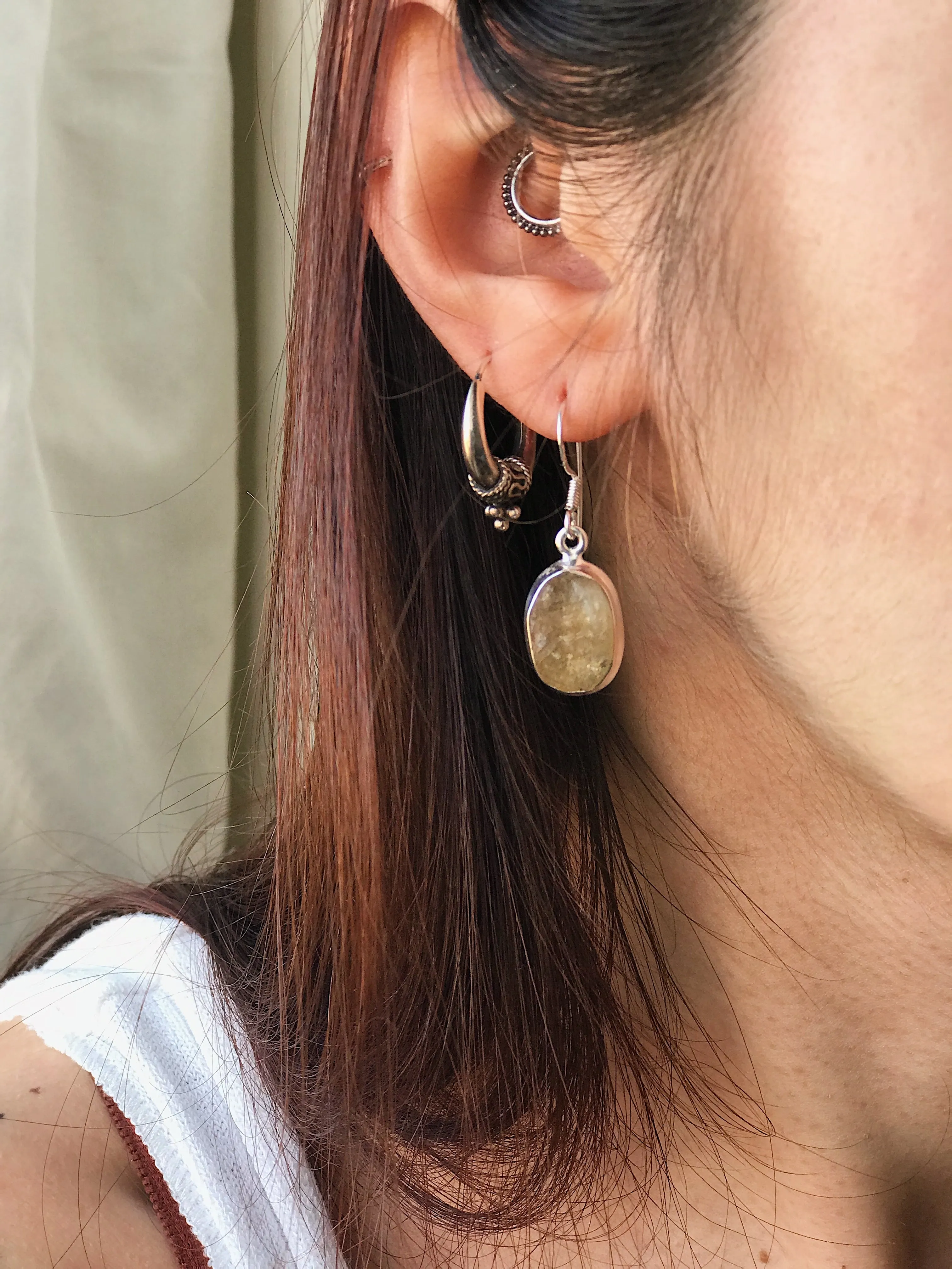 Raw Citrine Akoni Earrings - Teardrop / Oval / Round