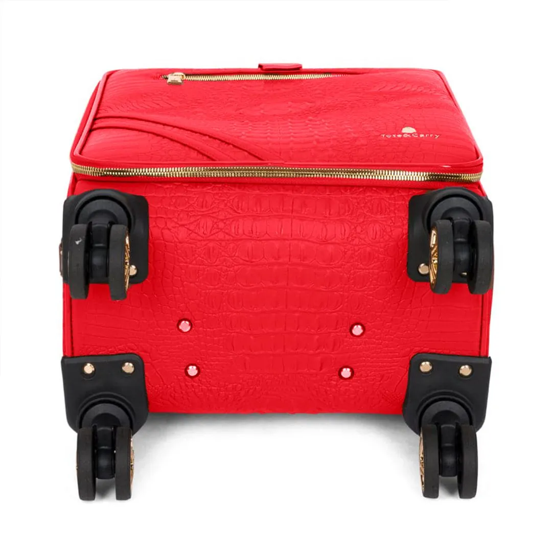 Red Apollo 2 Faux Crocodile Skin 2 Piece Suitcases