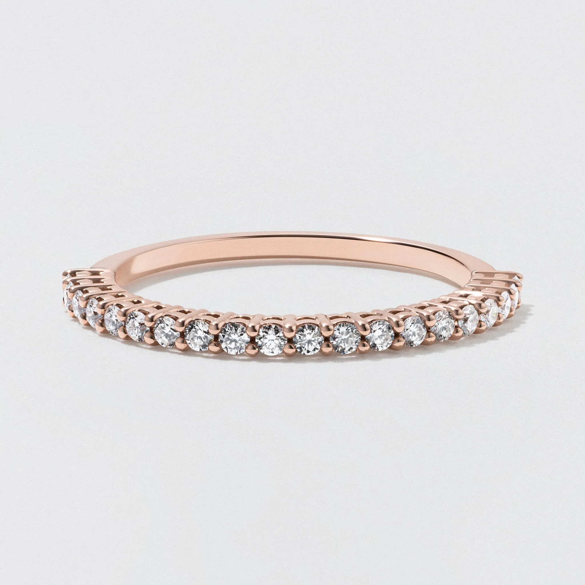 Rose Gold Diamond Half Eternity Wedding Band - Polished 1.5mm