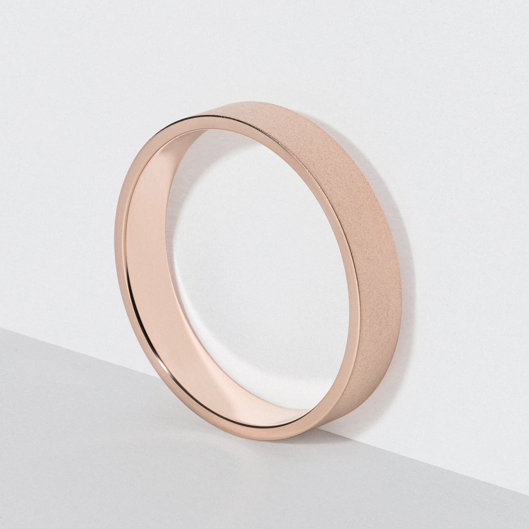 Rose Gold Flat Wedding Band - Matte 4mm