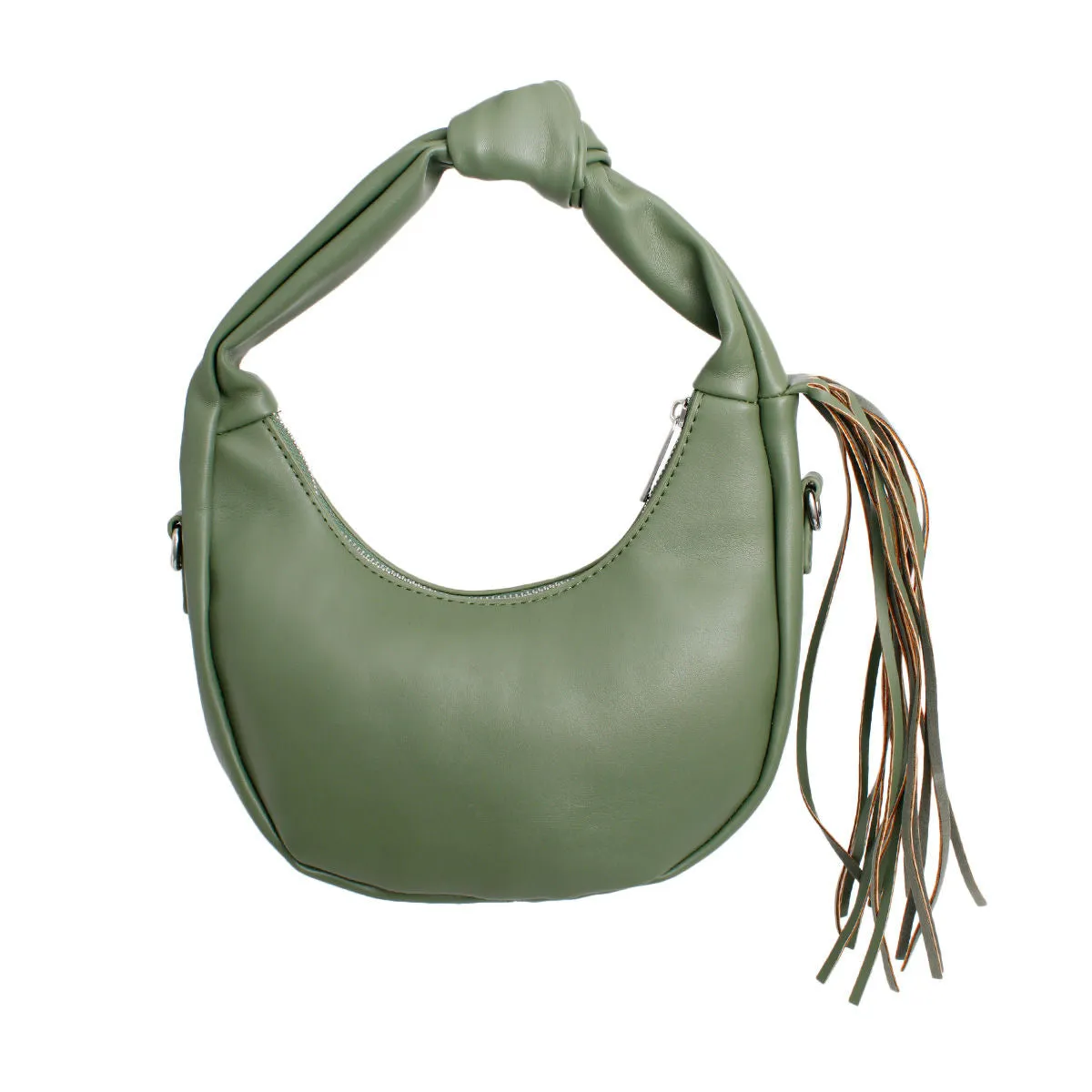 Round Fringe Shoulder Bag - Green