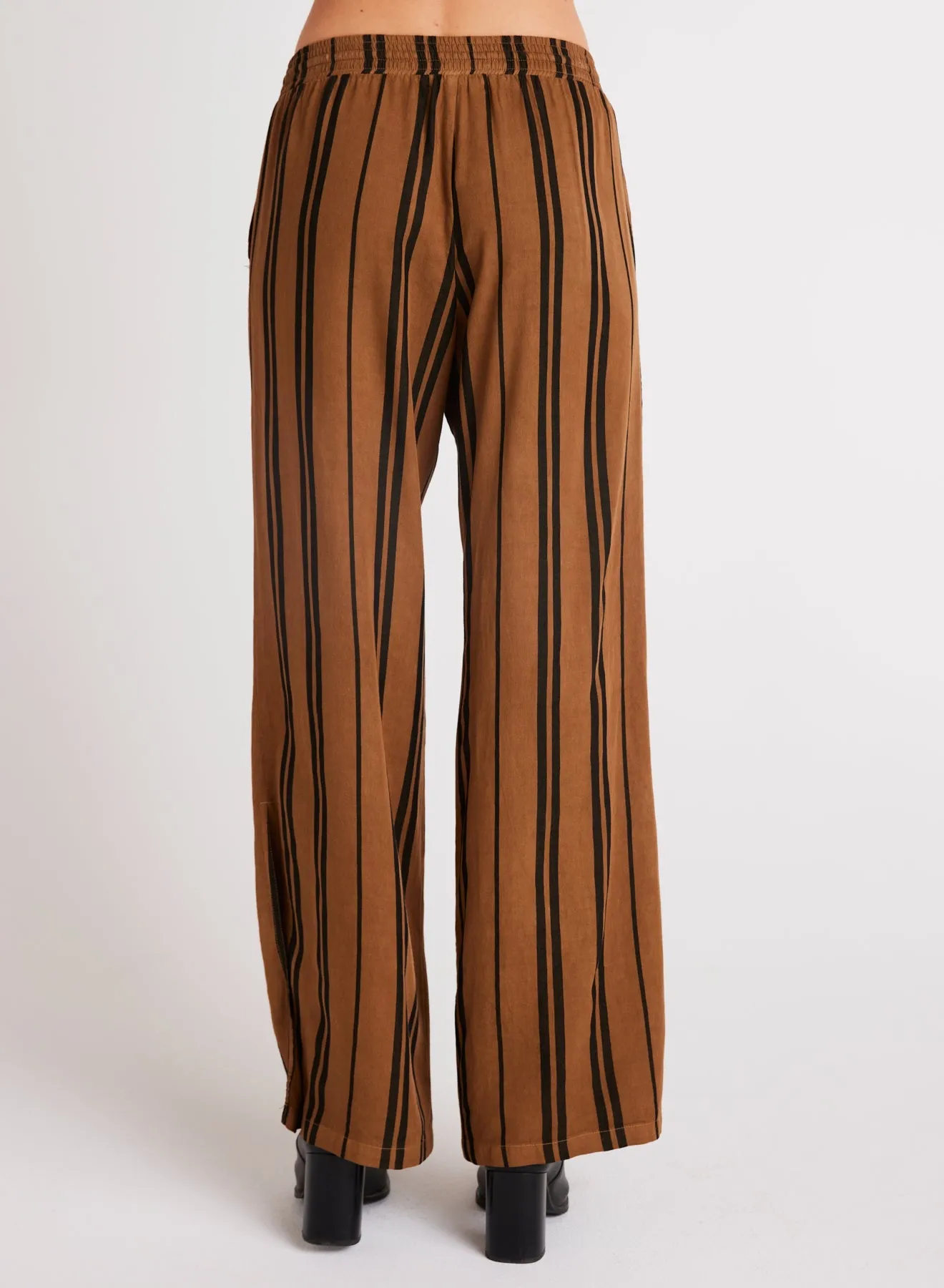 Side Slit Wide Leg Pant - Gilded Brown