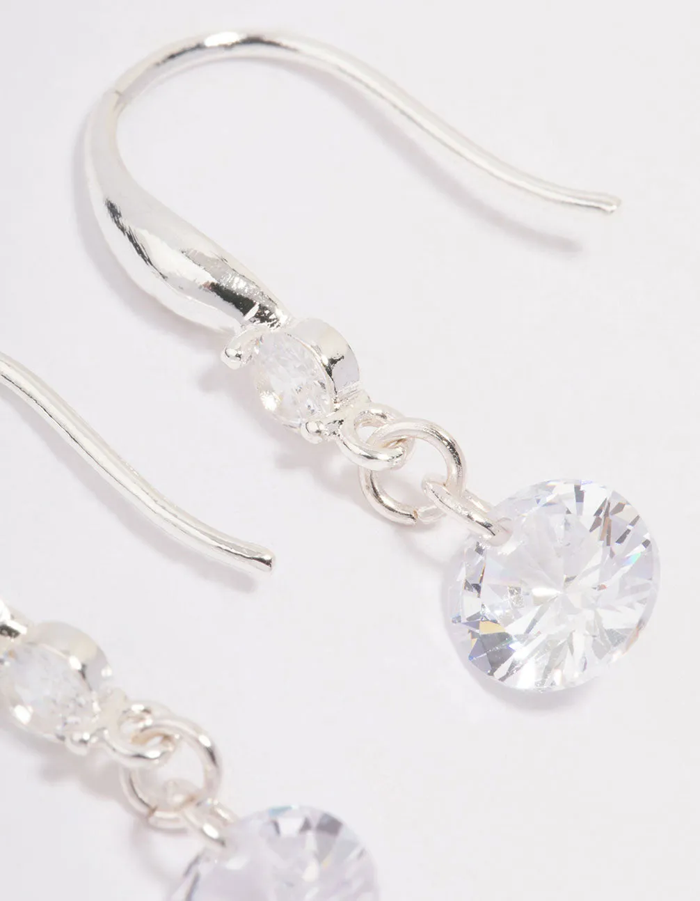 Silver Cubic Zirconia Dangle Drop Earrings