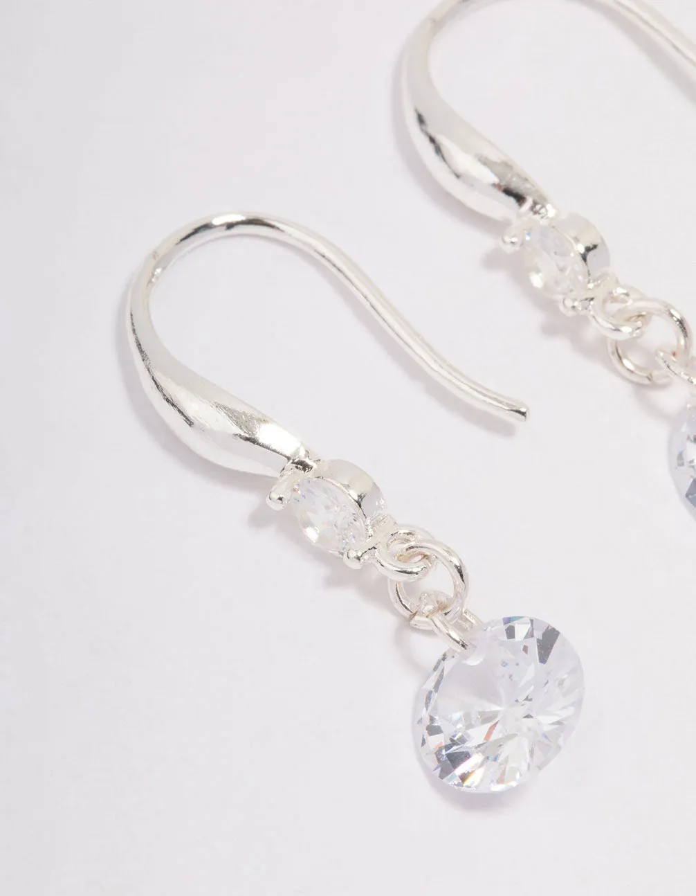 Silver Cubic Zirconia Dangle Drop Earrings