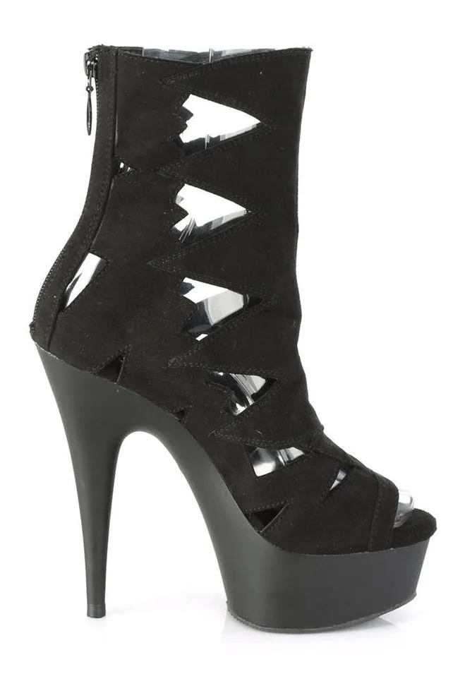 SS-DELIGHT-1014 Exotic Ankle Boot | Black Faux Suede