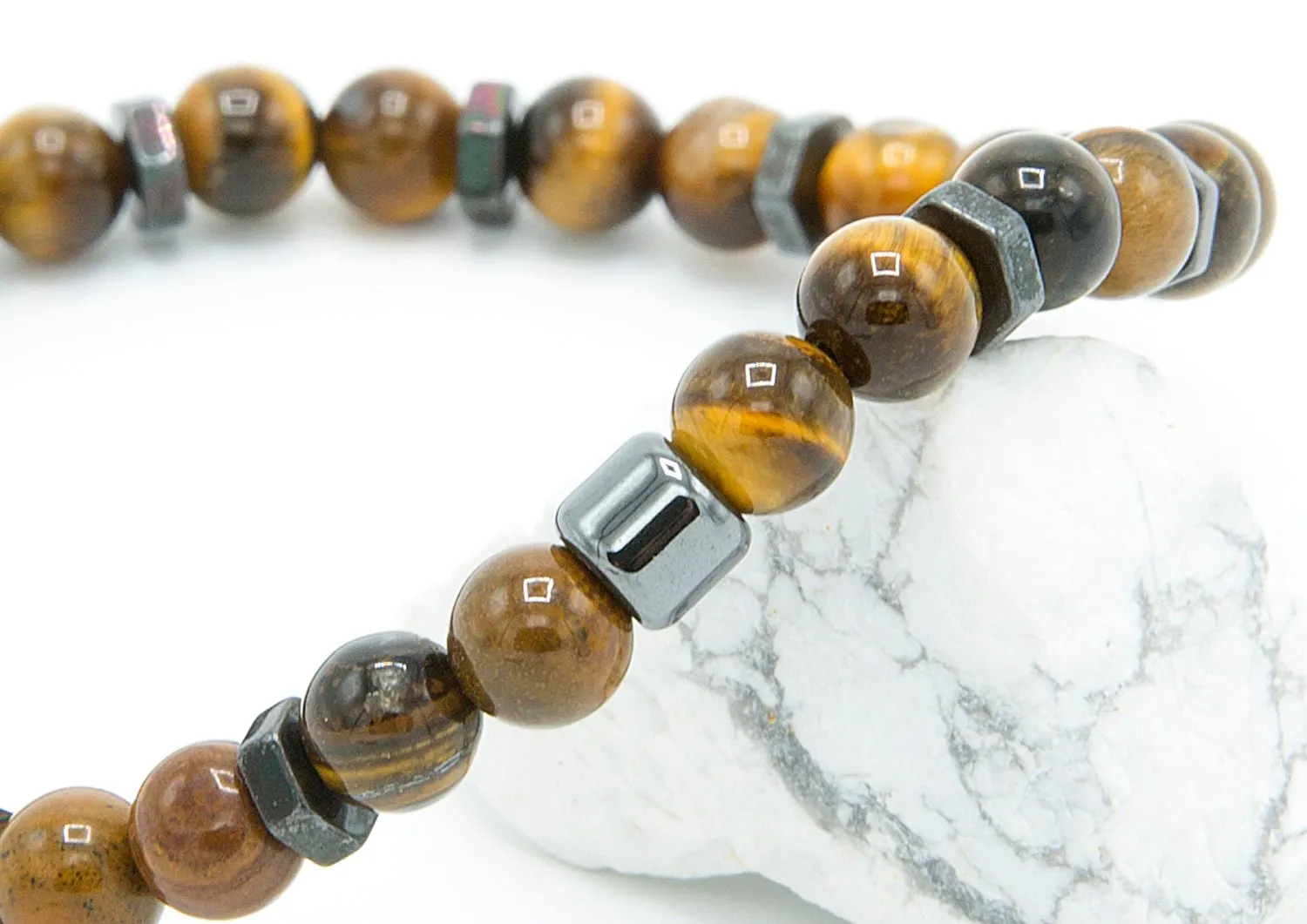 Tiger Eye Stone Elastic Bracelet 6mm Spiritual Insight Fathers Day Gift