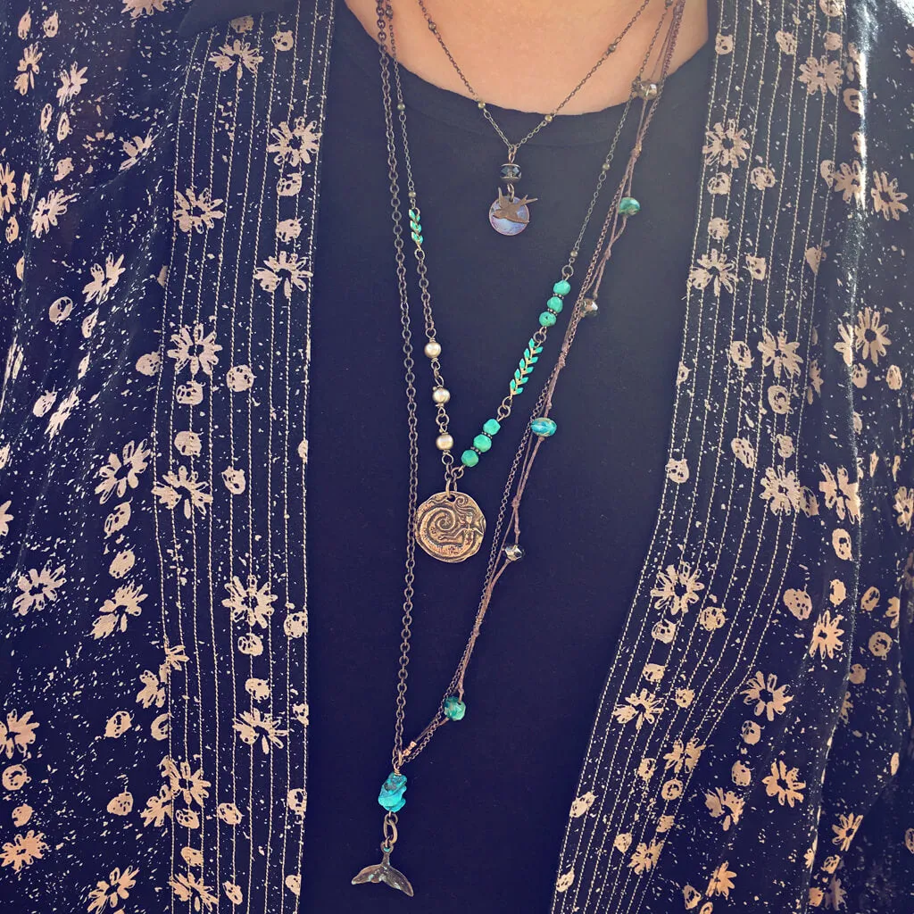 under the sea // mermaid or whale tail boho beach style necklace