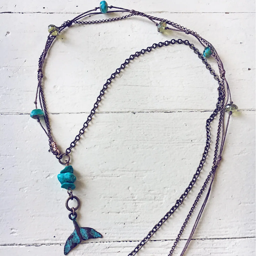 under the sea // mermaid or whale tail boho beach style necklace