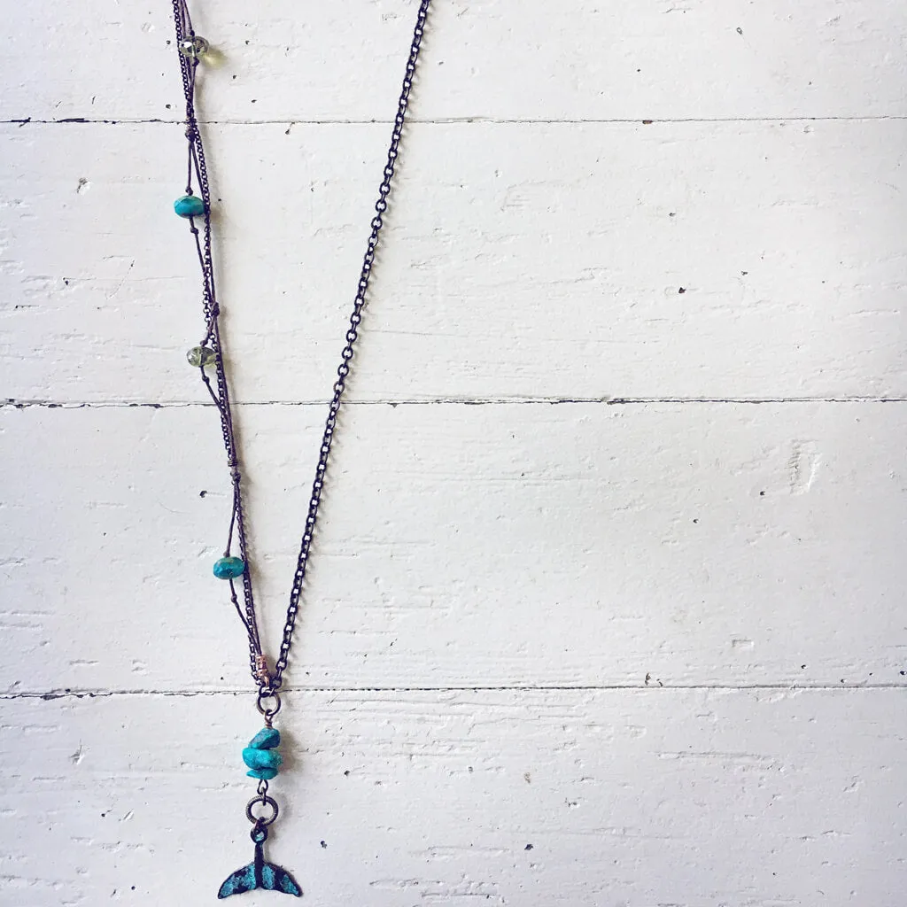 under the sea // mermaid or whale tail boho beach style necklace