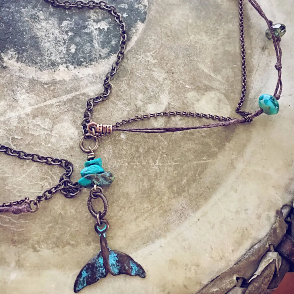 under the sea // mermaid or whale tail boho beach style necklace