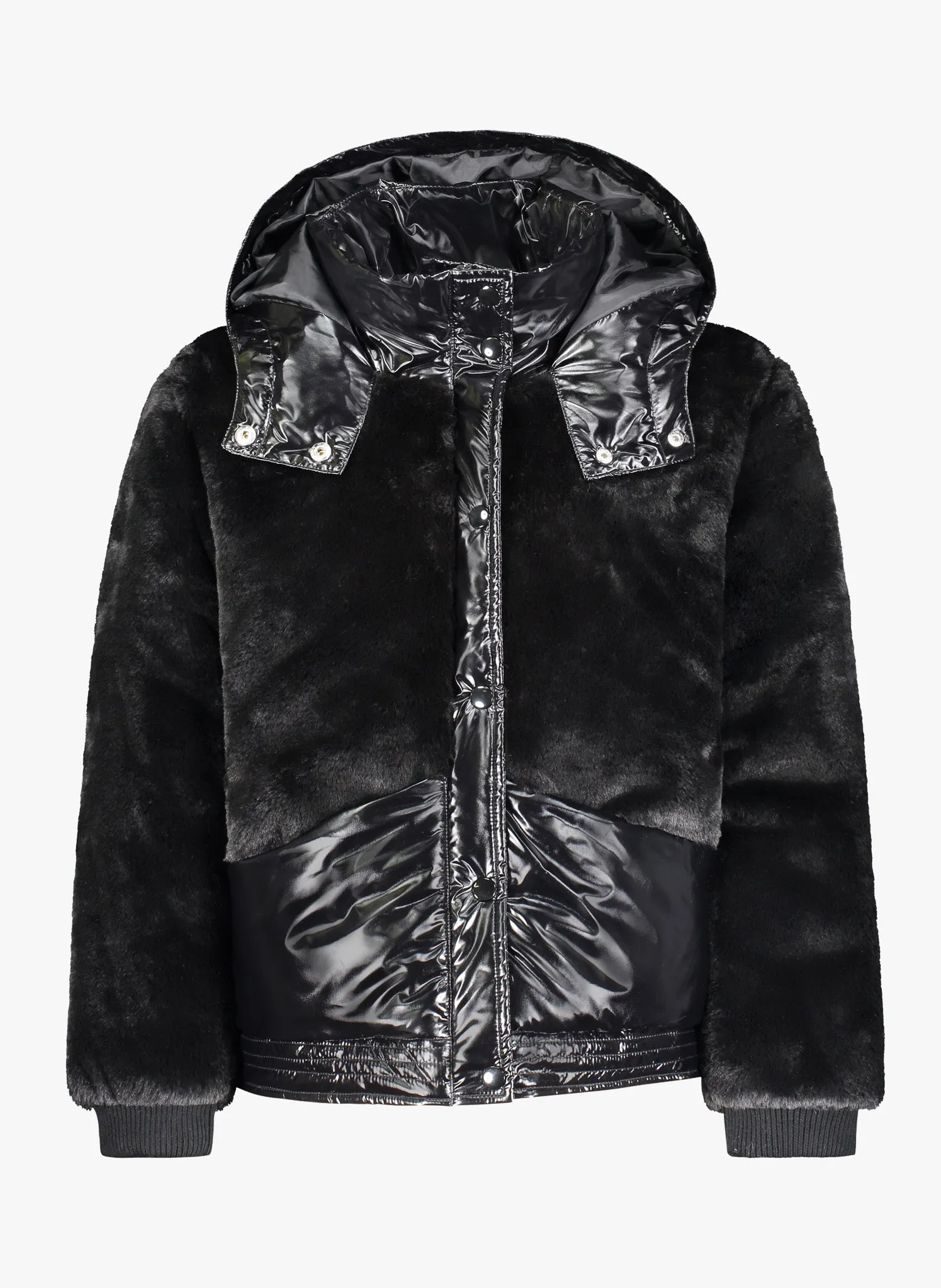 Vierra Rose Cruz Faux Fur Jacket in Black