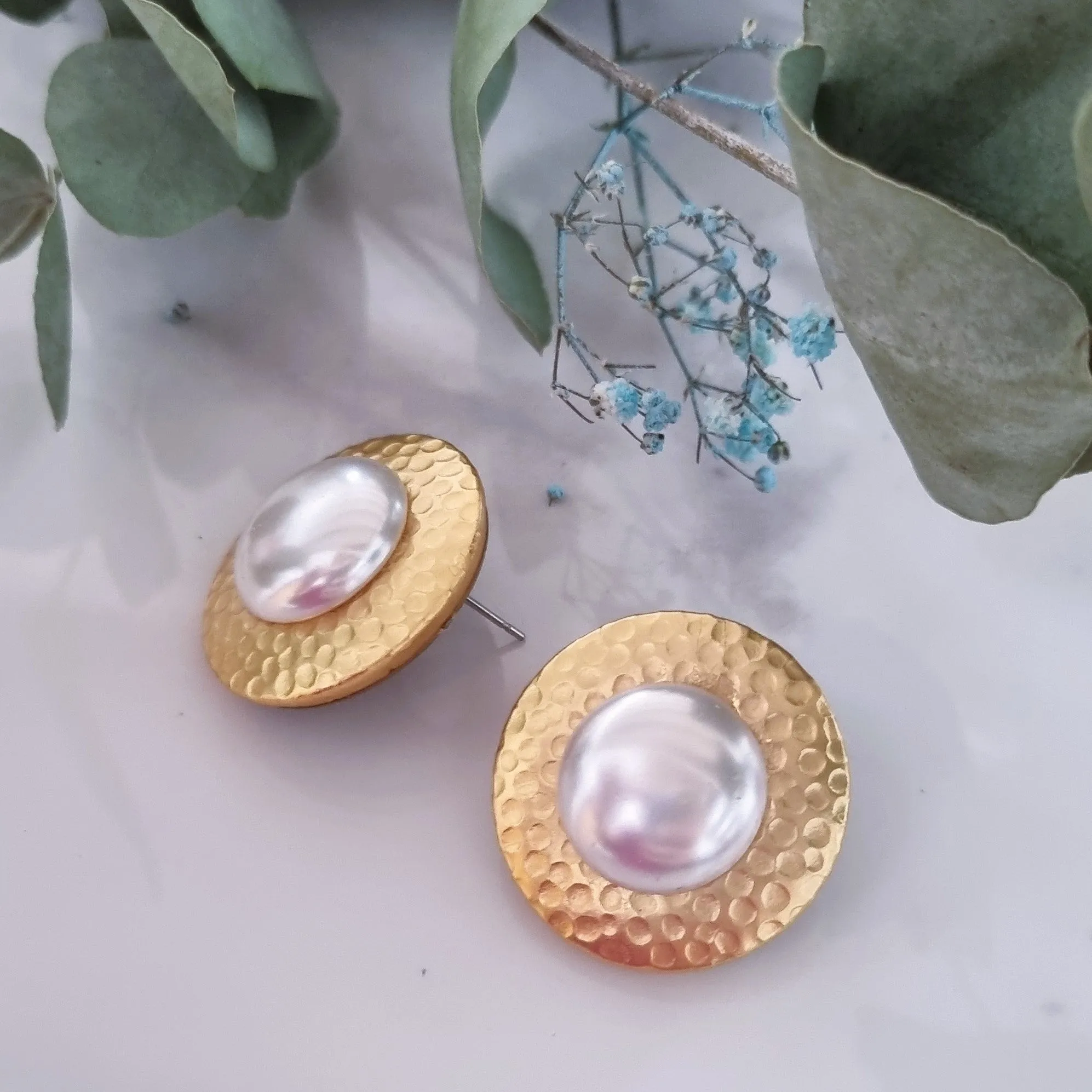 Vintage earrings - Gold/white