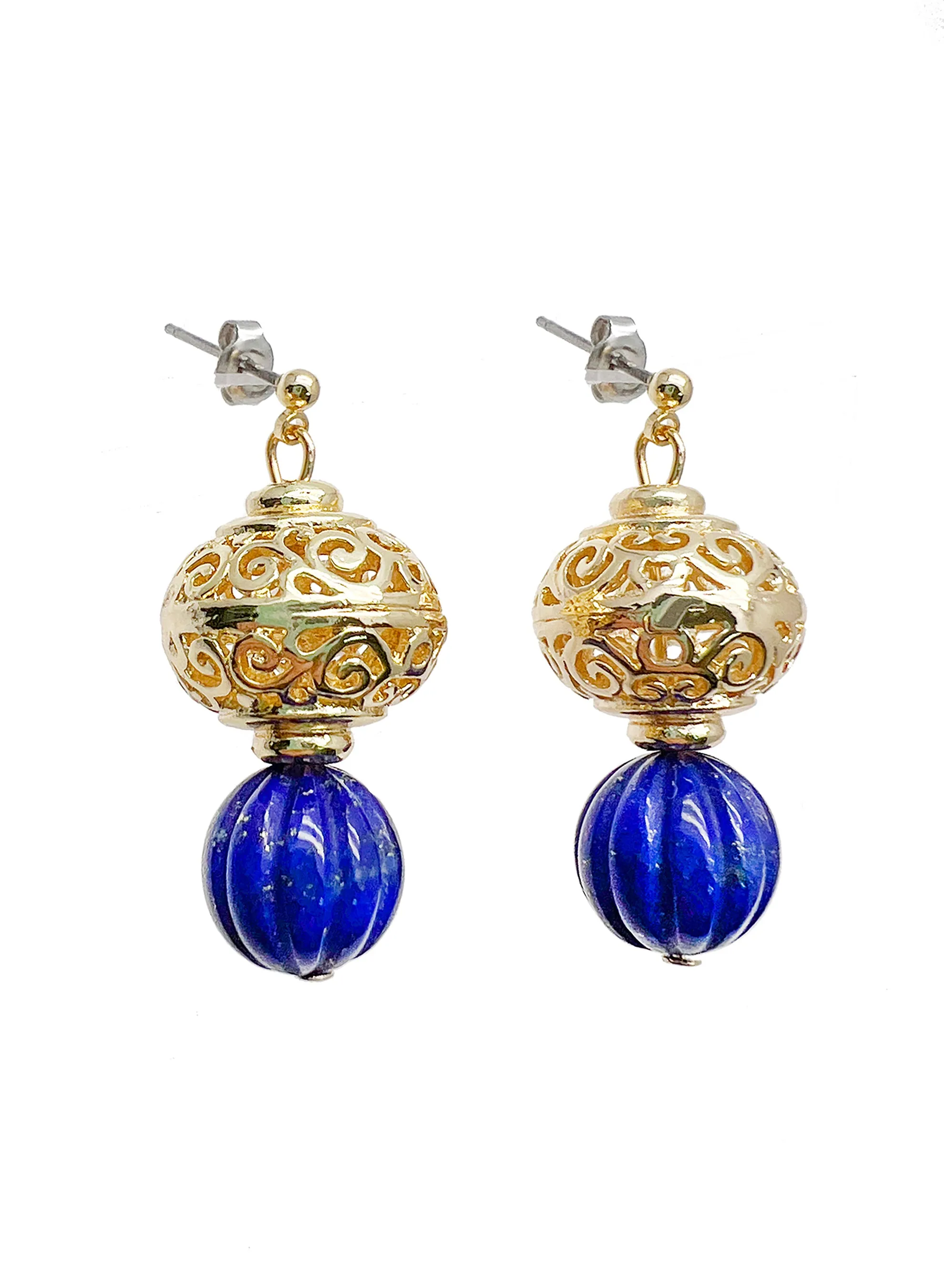 Vintage Style Lapis Stud Earrings JE024