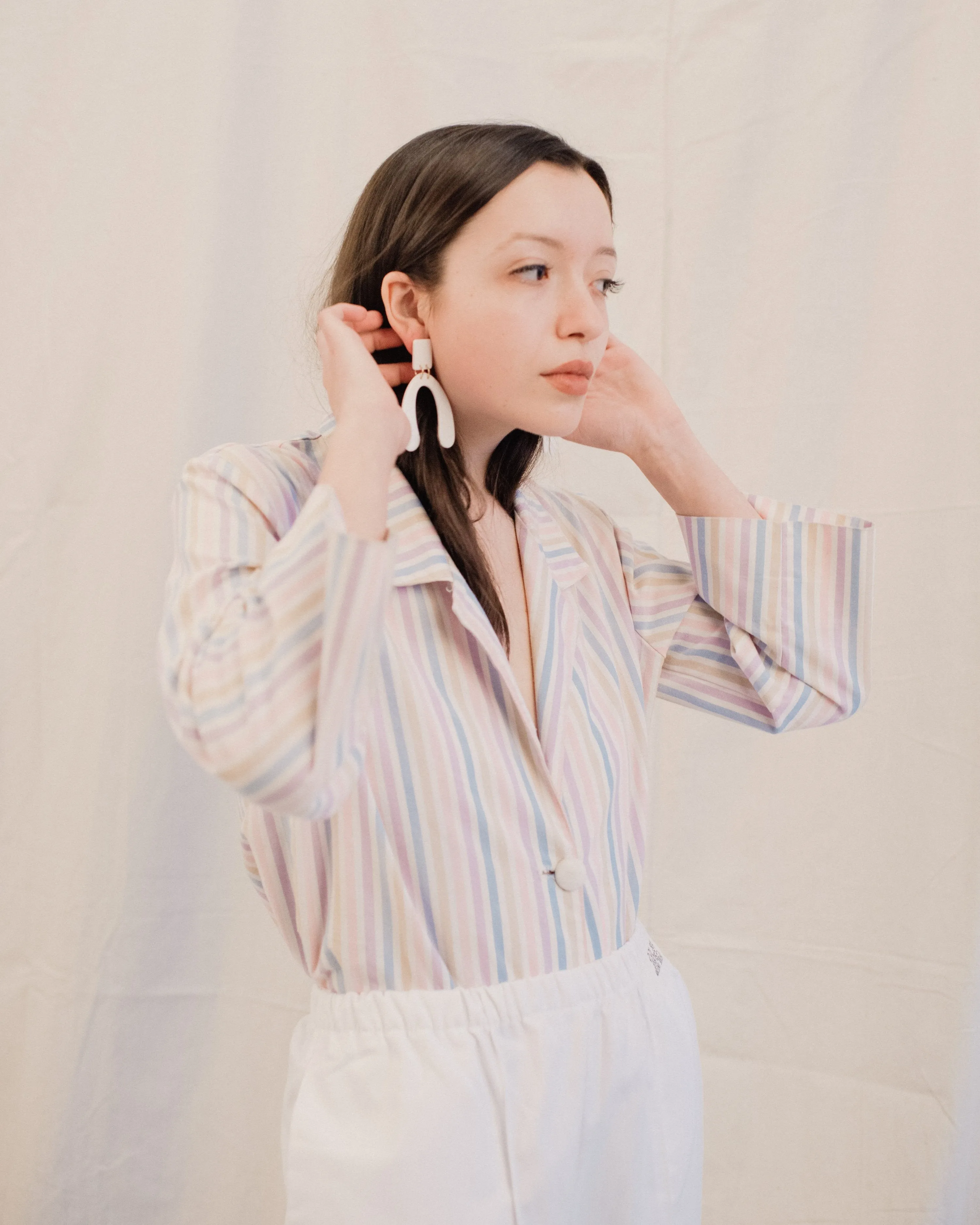 White Geometric Resin Statement Earrings